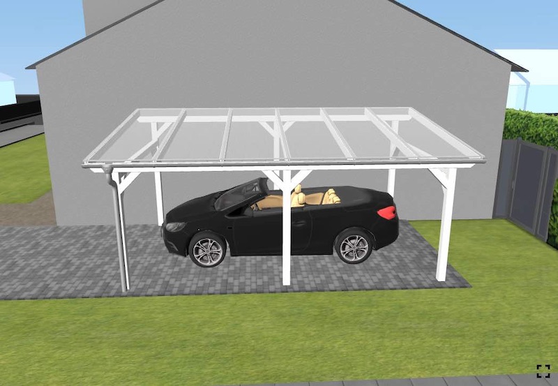 Carport Holz wei0ß lackiert